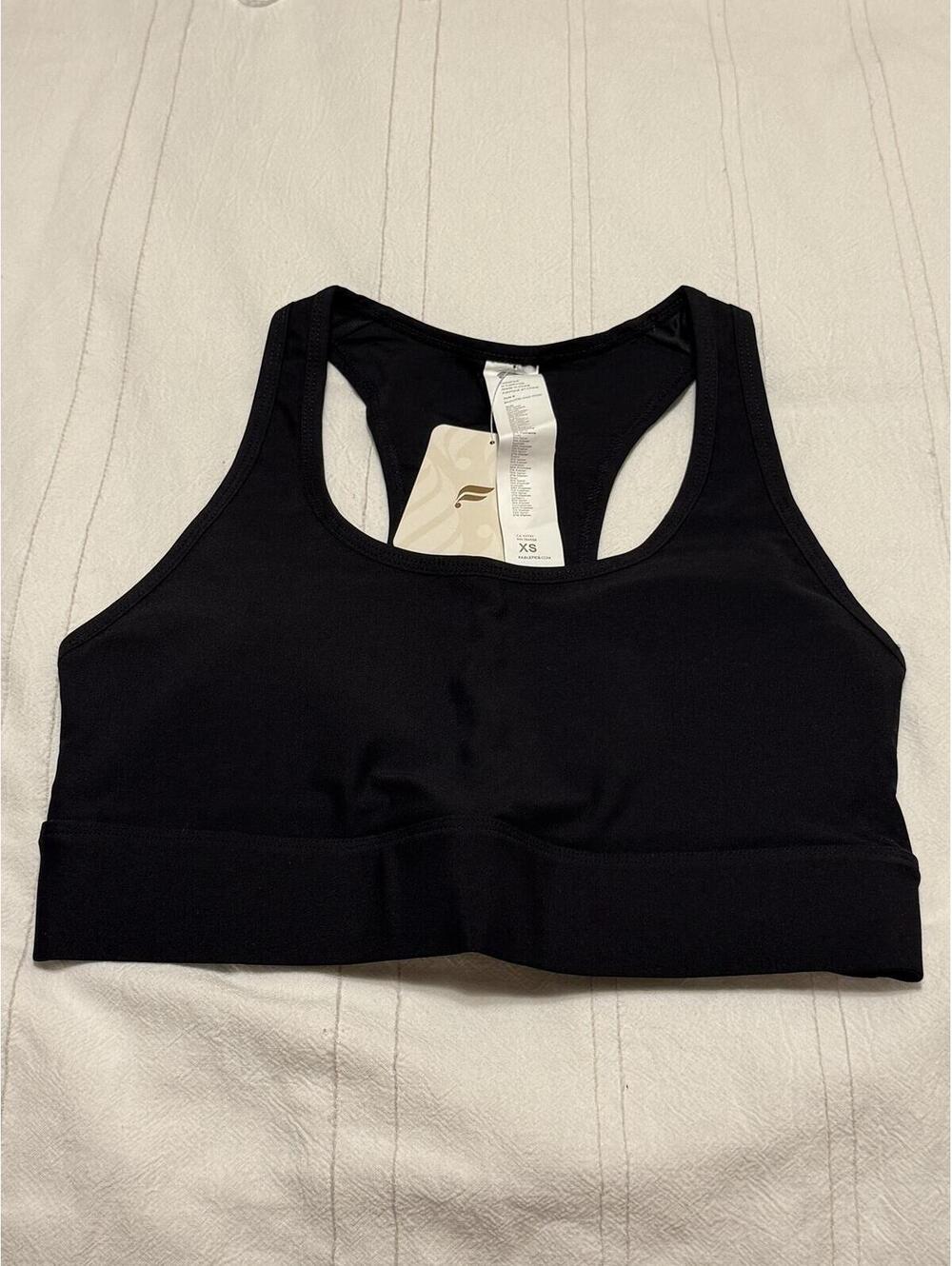 Fabletics Black On-The-Go Medium Impact Sports Bra Women's XS NWT